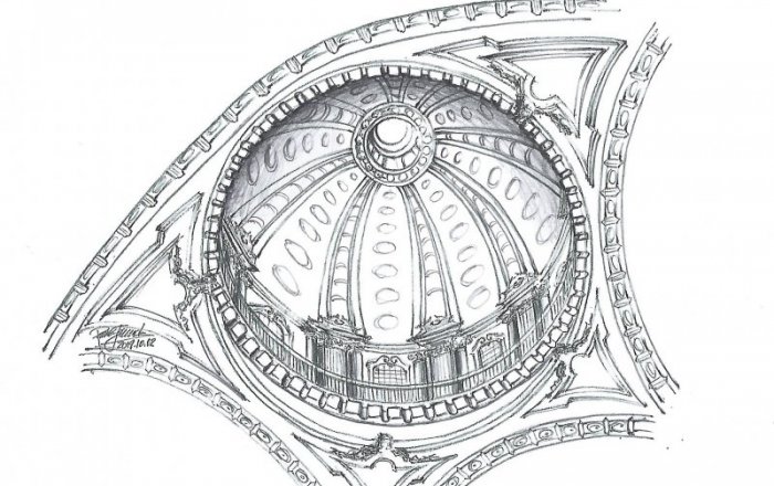 Esquisso da abóbada na Basilica do Palácio Nacional de Mafra